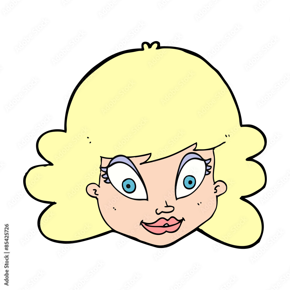 cartoon happy female face cartoon happy female face