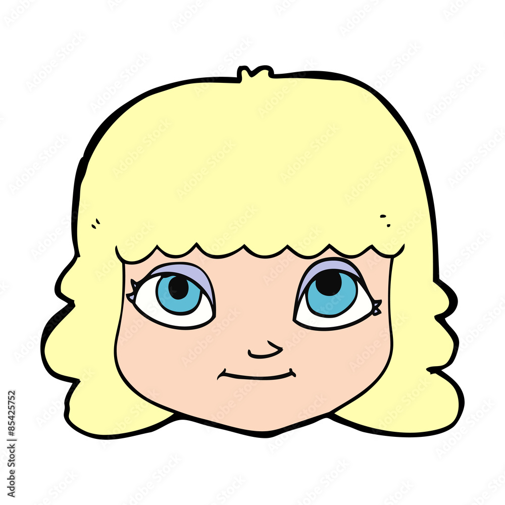 cartoon happy female face