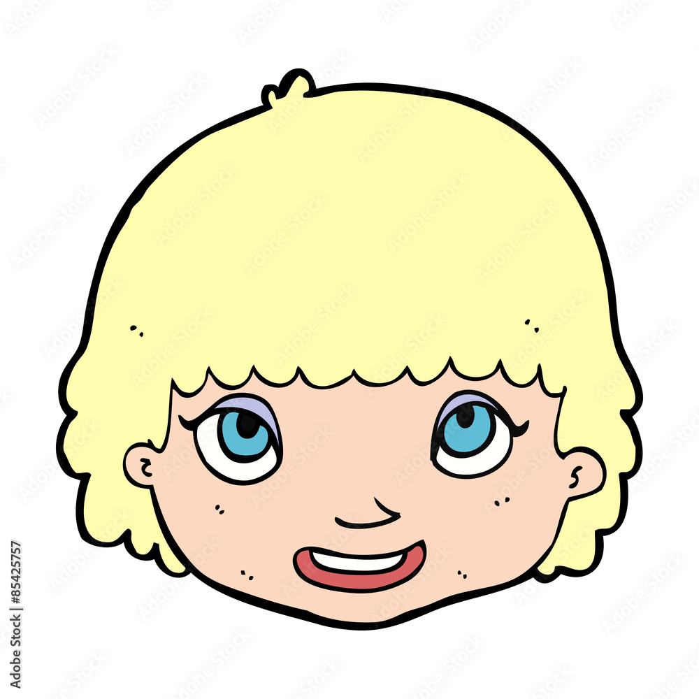 Fototapeta premium cartoon happy female face