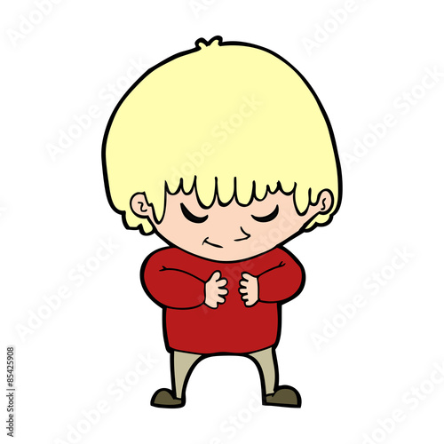cartoon shy boy