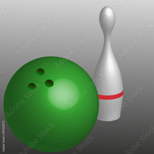 Vector illustration 3D ball on bowling.