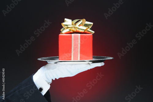 Butler With Gift on Tray