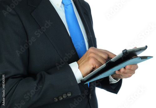 Businessman Closeup Using Tablet Computer