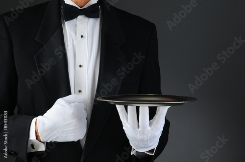Waiter With Silver Tray photo
