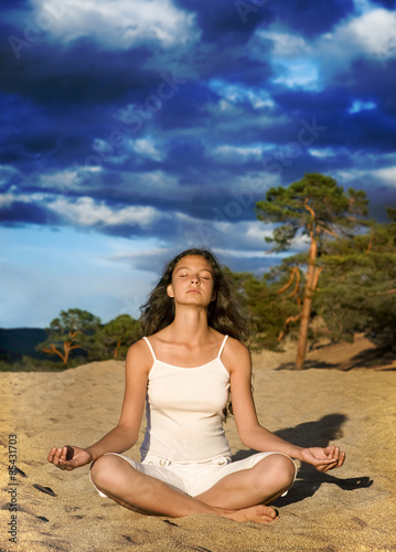 Meditation  lotus position in the nature