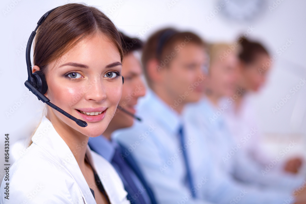Attractive Smiling positive young businesspeople and colleagues Attractive Smiling positive young businesspeople and colleagues