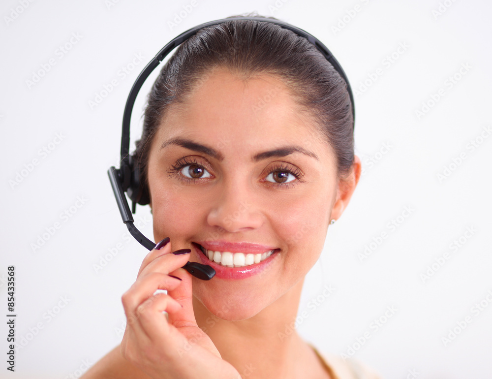 Close-up portrait of a customer service agent sitting at office Close-up portrait of a customer service agent sitting at office