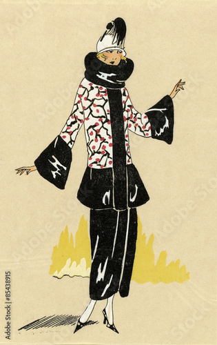 Fashion illustration from a French fashion magazine during the 1920s. 