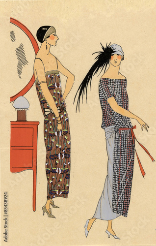 Fashion illustration from a French fashion magazine during the 1920s.
