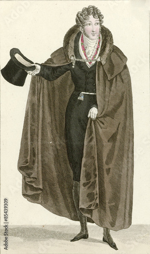 Victorian fashion Illustration from from French fashion magazine in 1830's