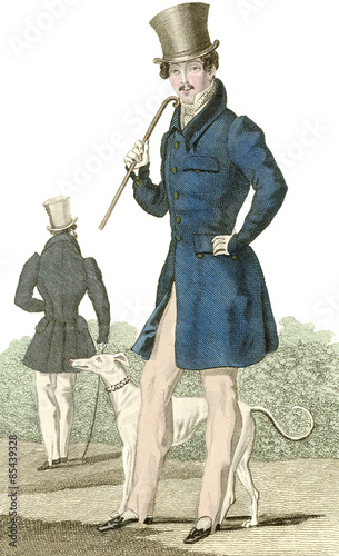 Victorian fashion Illustration from from French fashion magazine in 1830's