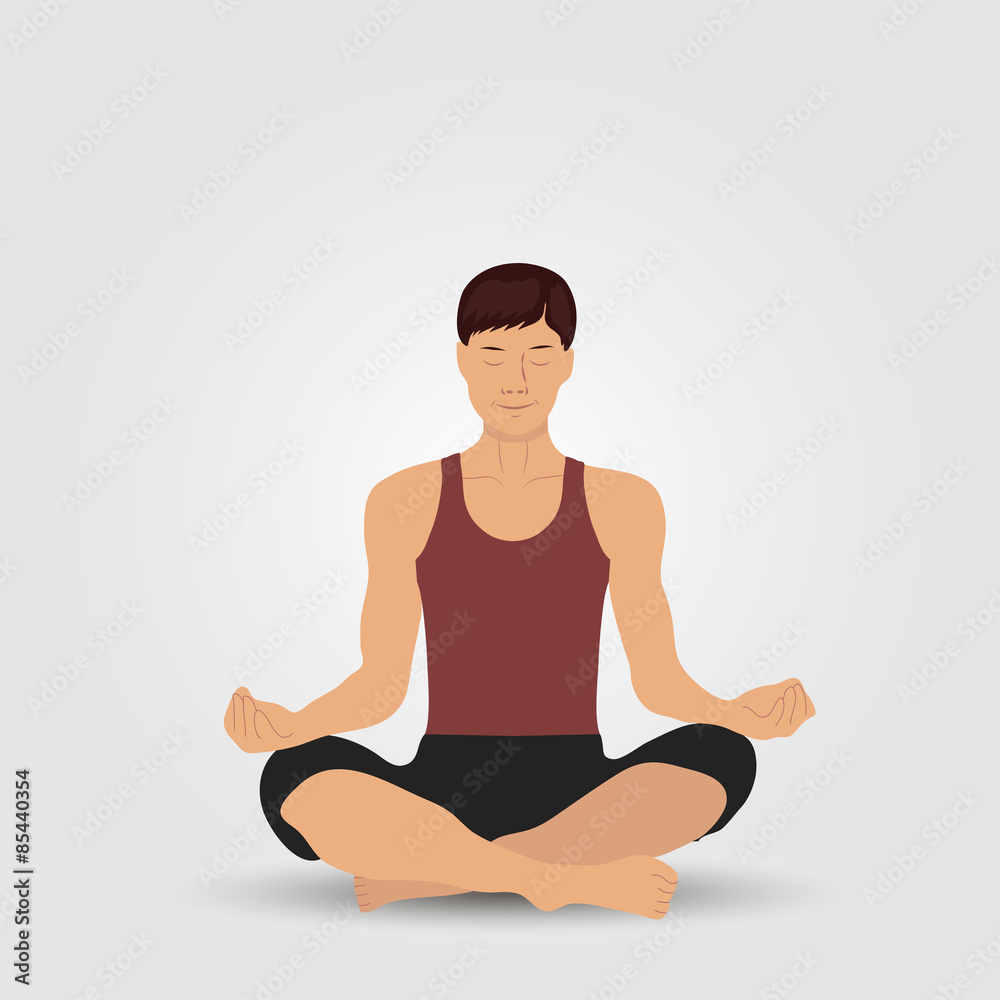 Illustration young man in a lotus position. Illustration young man in a lotus position.