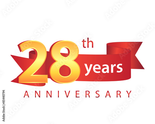 28 Ribbon Anniversary Logo