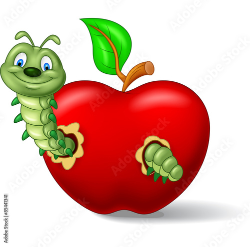 Caterpillar eat the apple