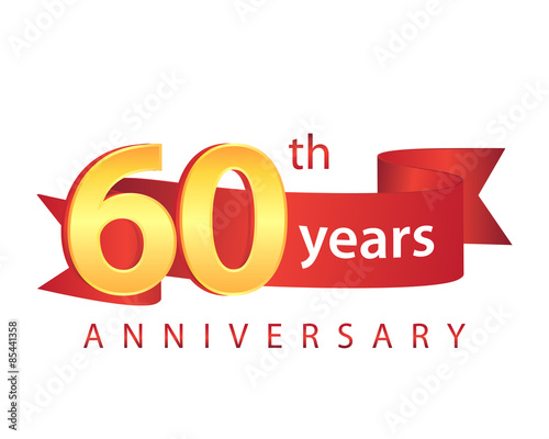60 Ribbon Anniversary Logo