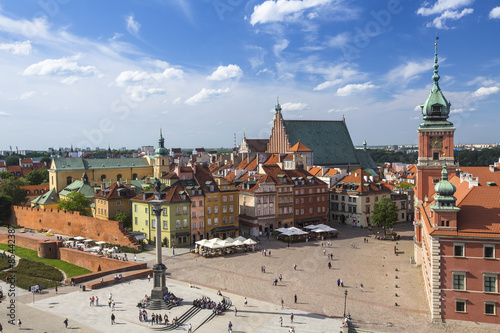Top view of Castle Square with king's Sigismund's Column in Warsaw.
