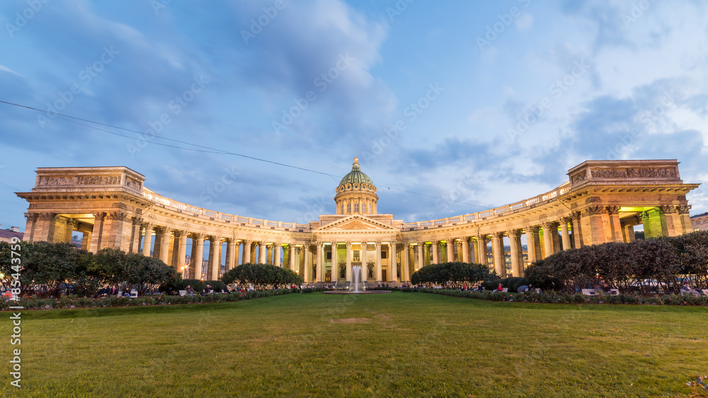 Kazan Cathedral in sunset time, St. Petersburg, Russia