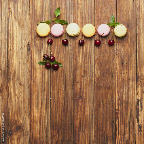 sweets on wooden background