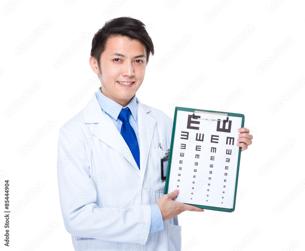 Optical Doctor hold with eye chart Optical Doctor hold with eye chart