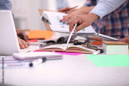 Group of business people working together on white background