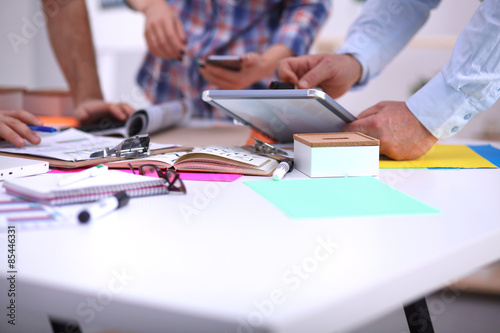 Group of business people working together on white background