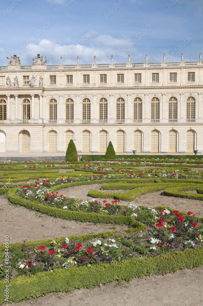 Les parterres de fleurs du chateau de Versailles