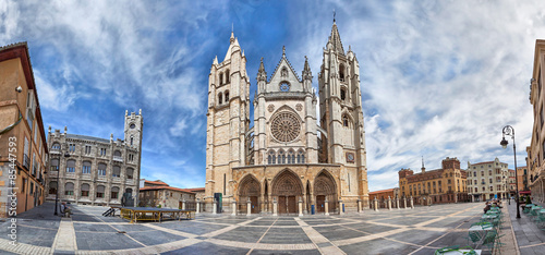 Panorama of Plaza de Regla and Leon Cathedral, Spain photo