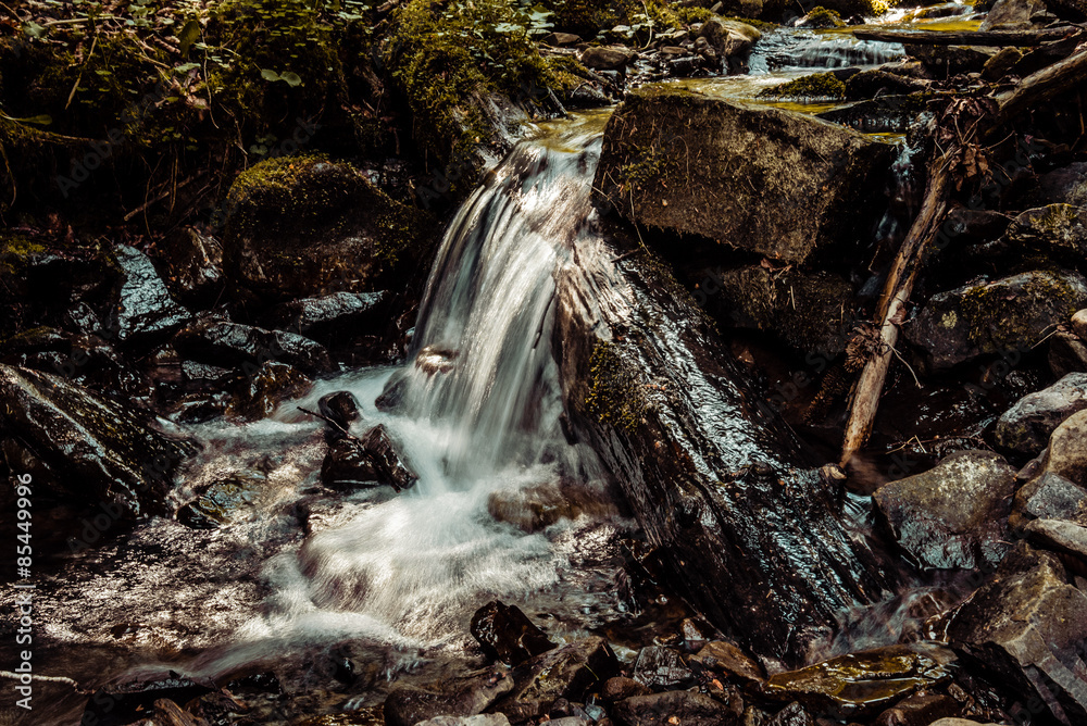 Small stream of the mountain river, Ukraine Small stream of the mountain river, Ukraine