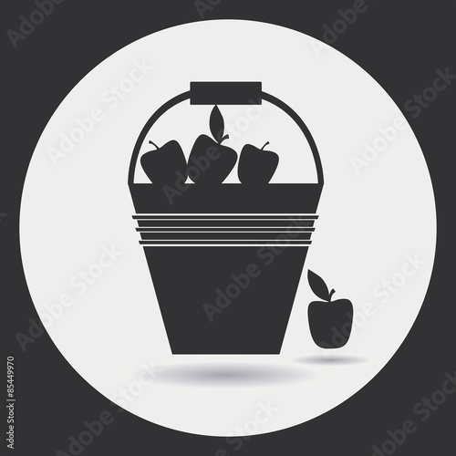 Tableau sur toile Garden bucket with a crop of apples