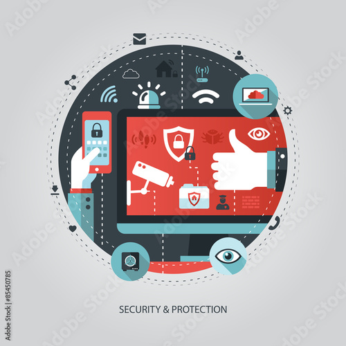Illustration of flat design business illustration with security 
