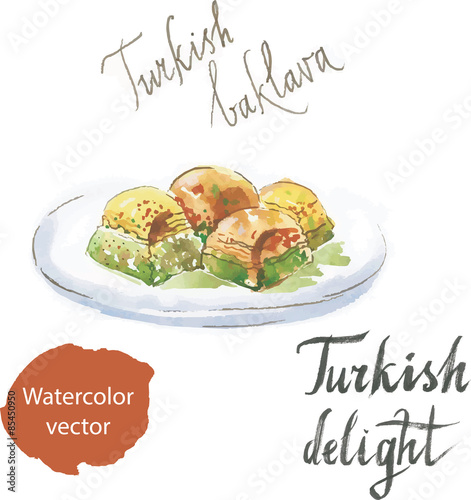Baklava watercolor