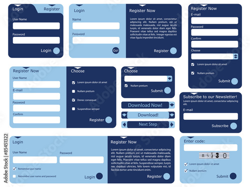 Web form with trendy blue flat design photo