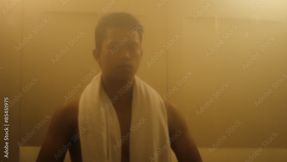 Asian man in Sauna 

