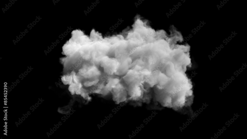 4k billowing cloud footage isolated on black screen with alpha