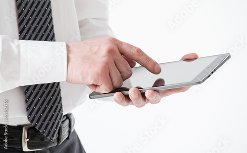 Businessman holding a pad
