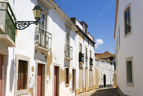 Traditional street in old town of Faro - Capital of Algarve - Portugal, Europe