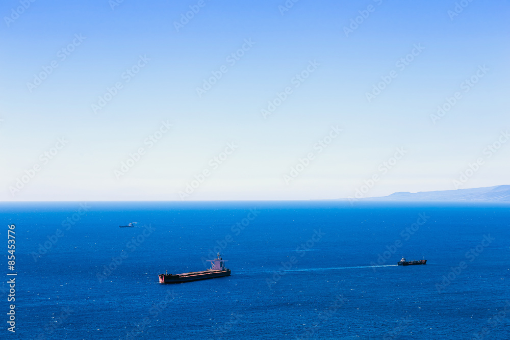 Empty container cargo ship and vessels