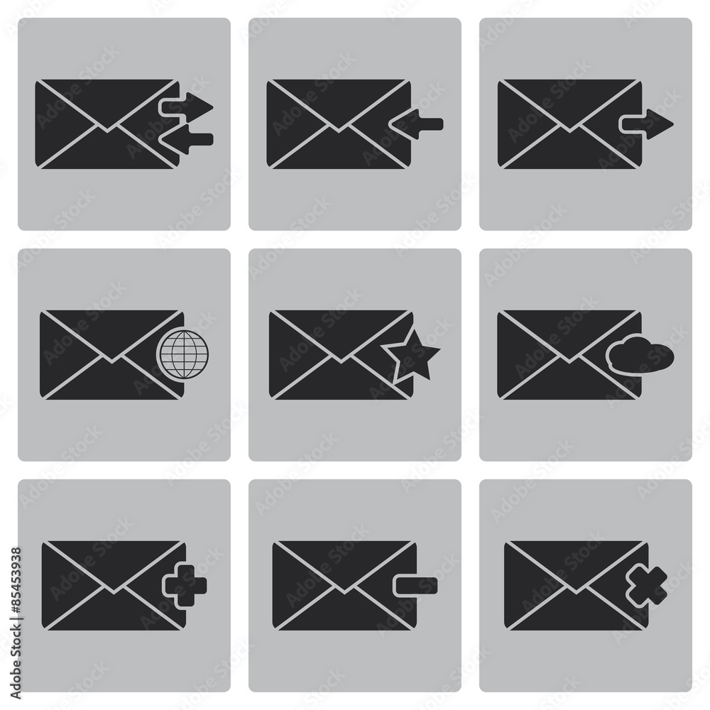 Vector black messege icons set Vector black messege icons set