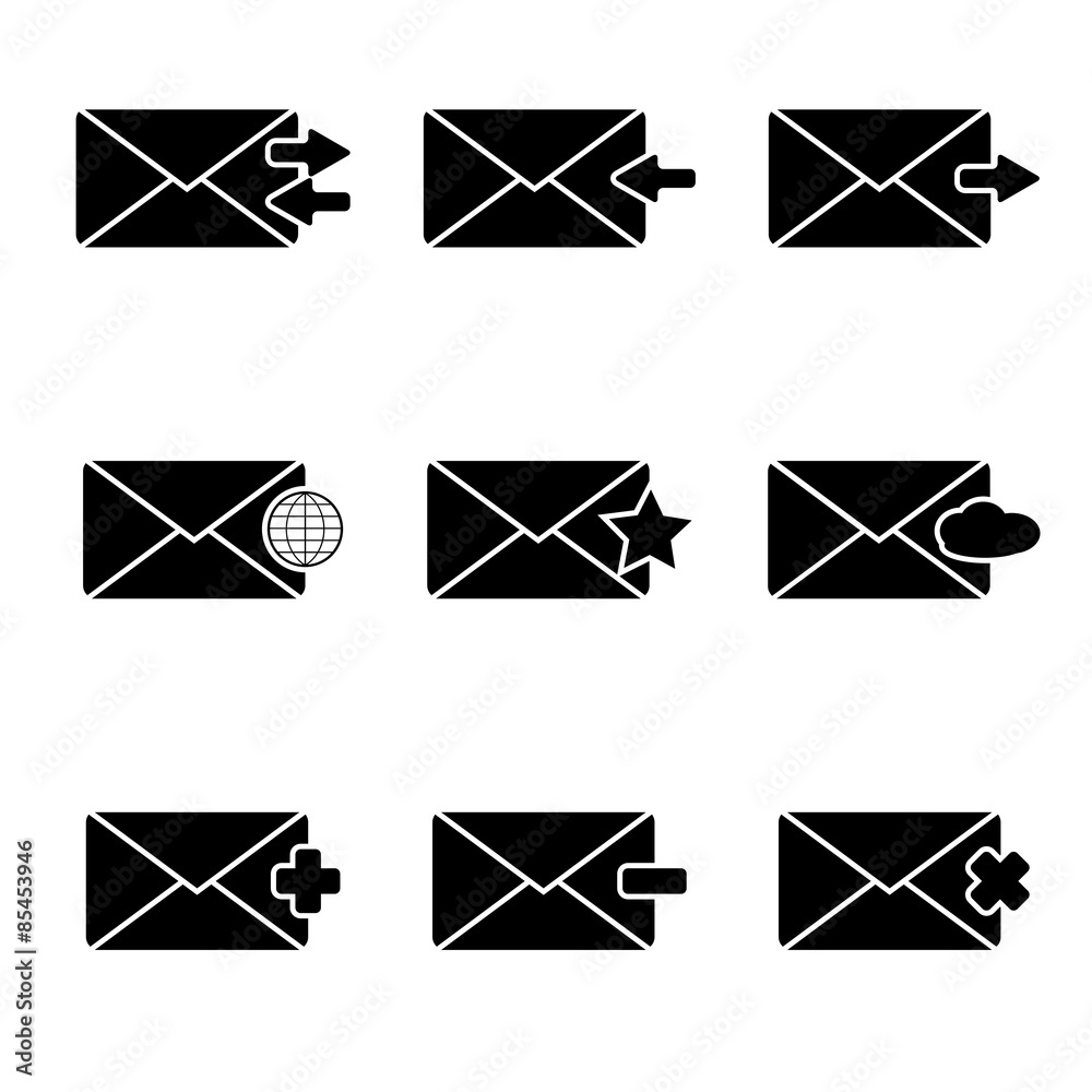 Vector black messege icons set on white background Vector black messege icons set on white background