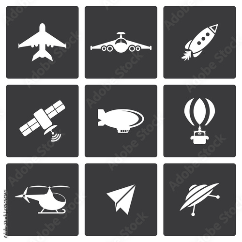 Vector white airplane icons set