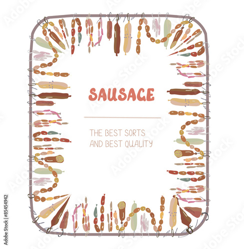 Sausages frame with many sorts
