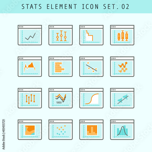 Line Flat Icons Statistic Elements Set