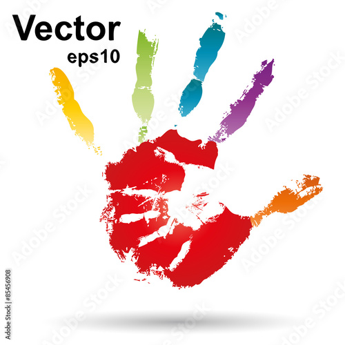 Vector conceptual mother and child hand print isolated