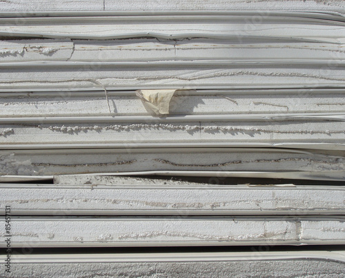 stacked industrial isolation foam on a demolition site