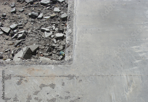 Detail of rubble and concrete on a demolition site
