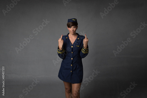 air hostess rude middle finger