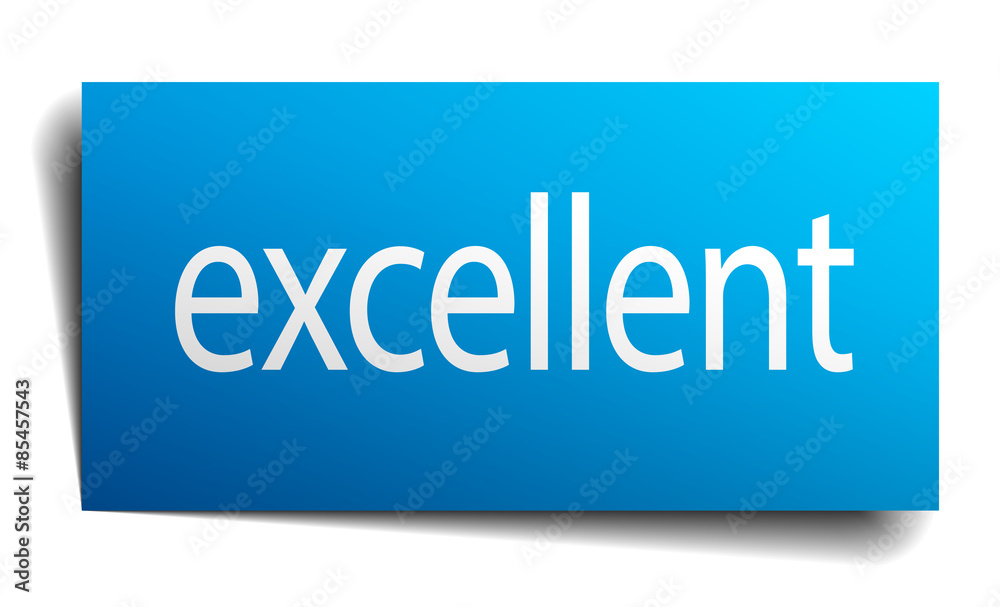 excellent blue square realistic paper sign excellent blue square realistic paper sign