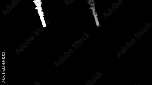 rocket trail smokes with two different densities, soft and very dense, isolated on black background, with alpha, ready for compositing (hd, high definition, 1920x1080, 1080p)