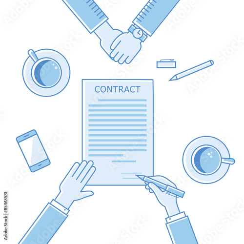 Business man hands holding contract, signing of a treaty
