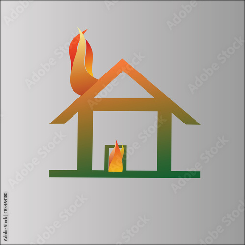 Burning house symbol